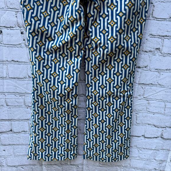 Boden Pants Cropped Flared Sapphire, Azure Geo US Size 6 R Geometric Flare - Picture 4 of 9